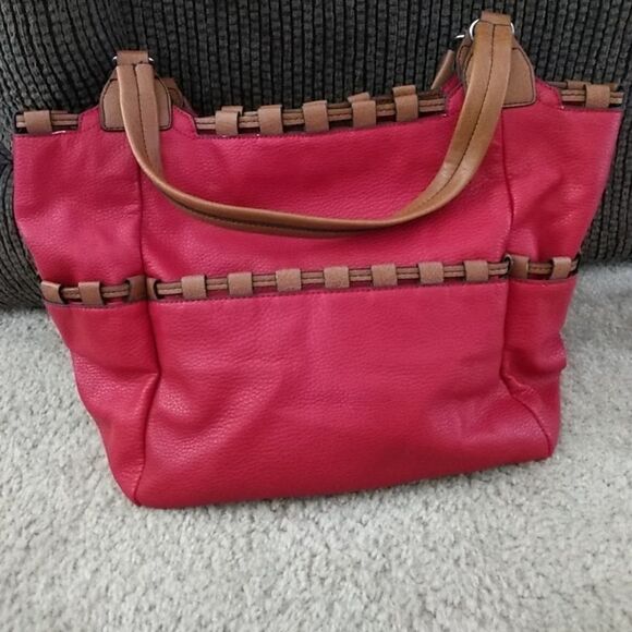 Dana Buchman red and brown purse - Picture 1 of 8